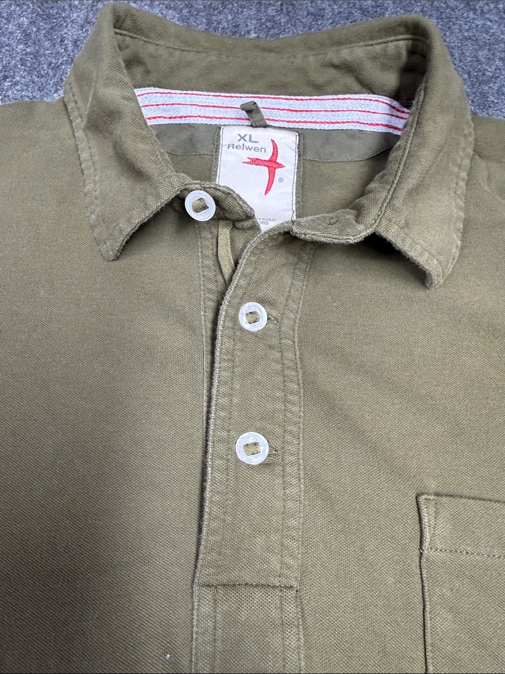 Relwen Men's Olive Green Polo with Chest Pocket by - Picture 5 of 6